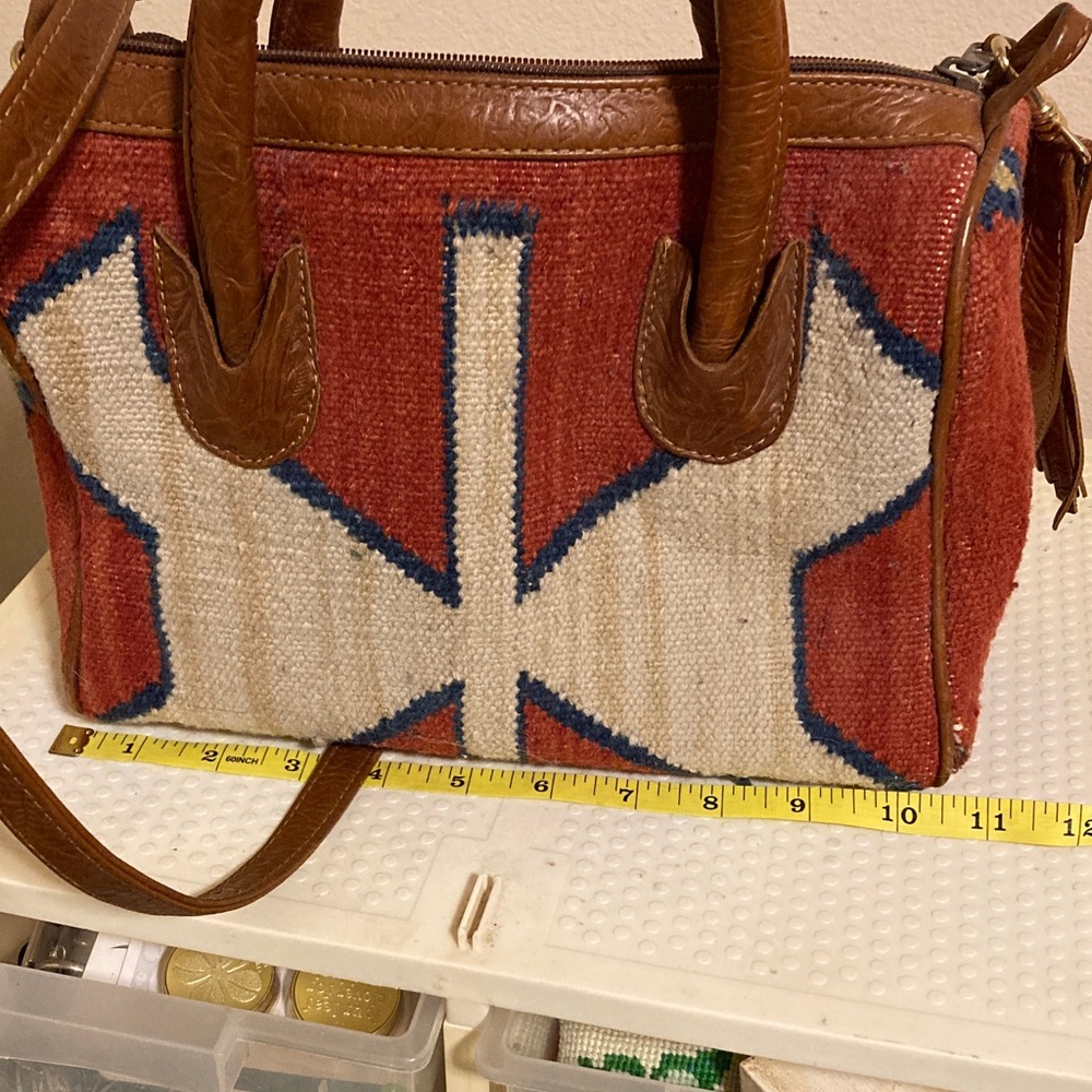 Brown and Red Patterned Shoulder Bag - image 2